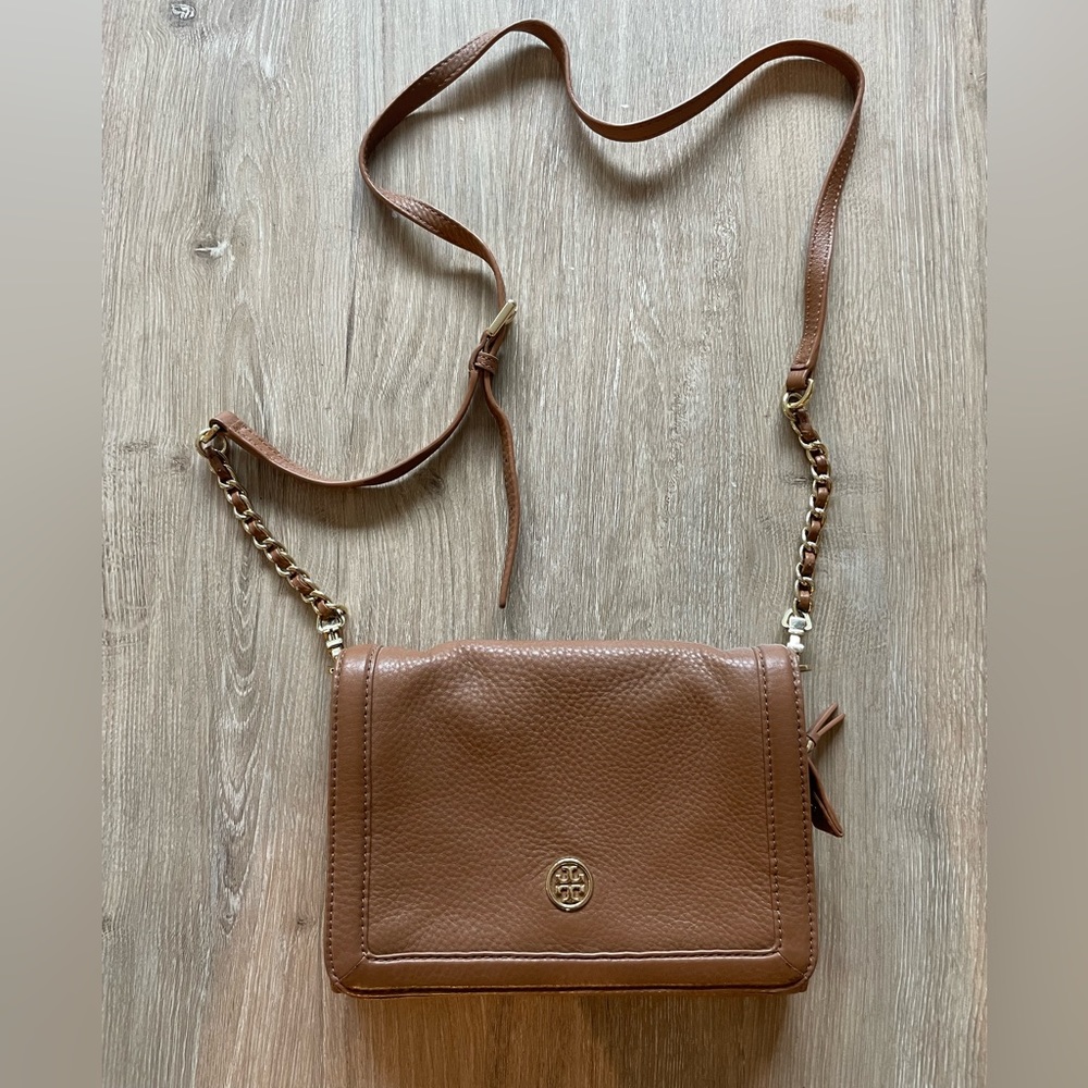 Tory Burch Camel Leather Crossbody